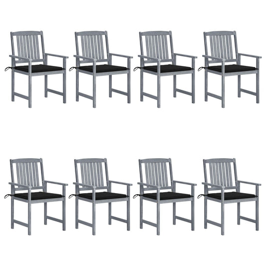 Garden Chairs with Cushions 8 pcs in Solid Gray Acacia