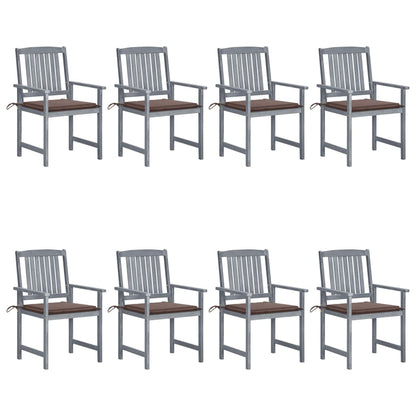 Garden Chairs with Cushions 8 pcs in Solid Gray Acacia