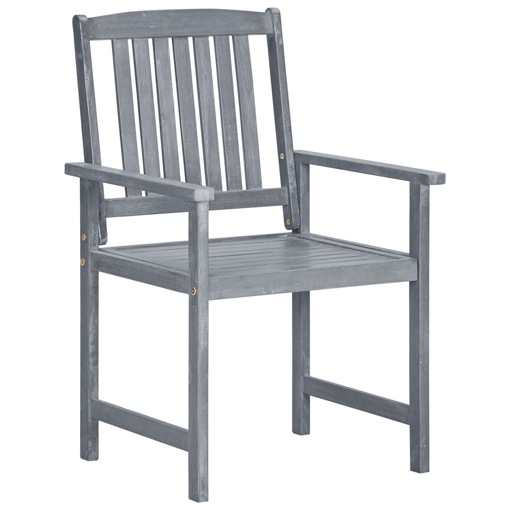 Garden Chairs with Cushions 8 pcs in Solid Gray Acacia