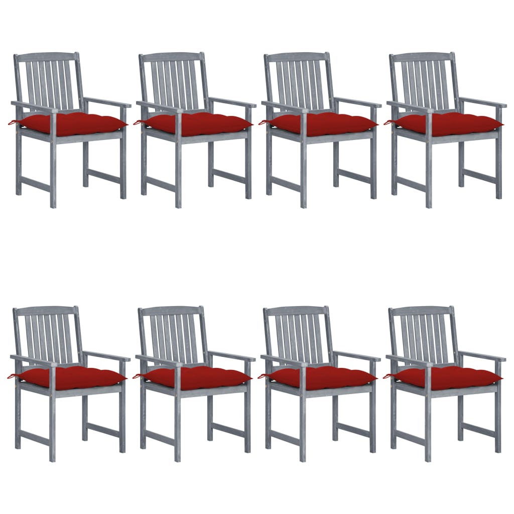 Garden Chairs with Cushions 8 pcs in Solid Gray Acacia