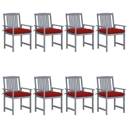 Garden Chairs with Cushions 8 pcs in Solid Gray Acacia