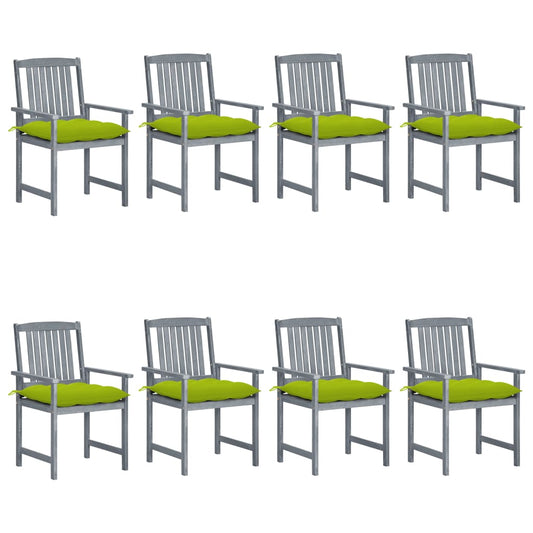 Garden Chairs with Cushions 8 pcs in Solid Gray Acacia