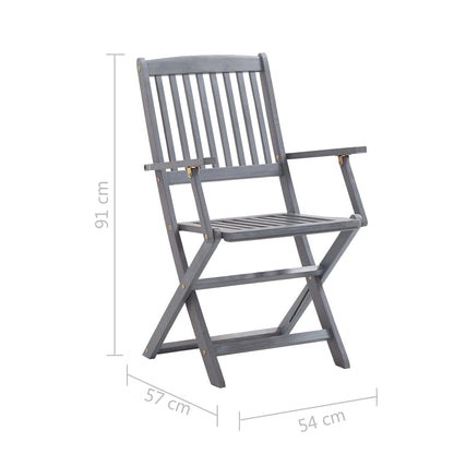 Folding Garden Chairs 8 pcs with Solid Acacia Cushions