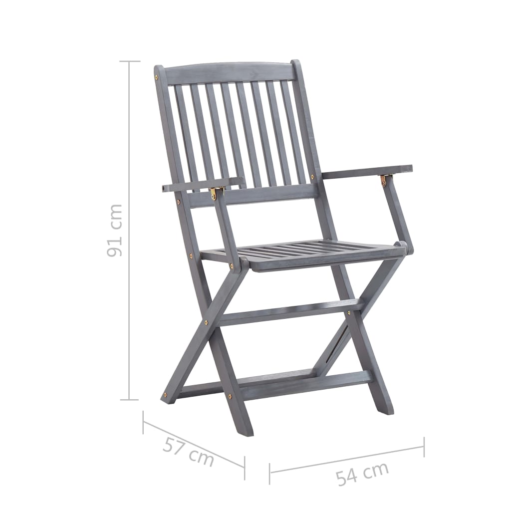 Sedie da Giardino Pieghevoli 8 pz con Cuscini Massello Acacia | homemem39