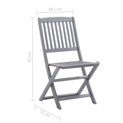 Folding Garden Chairs 8 pcs with Solid Acacia Cushions