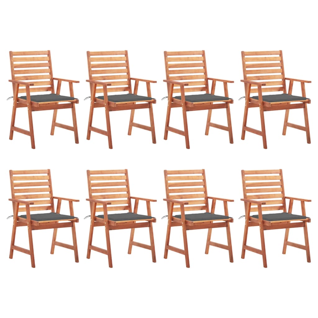 Outdoor Dining Chairs with Cushions 8 pcs Solid Acacia