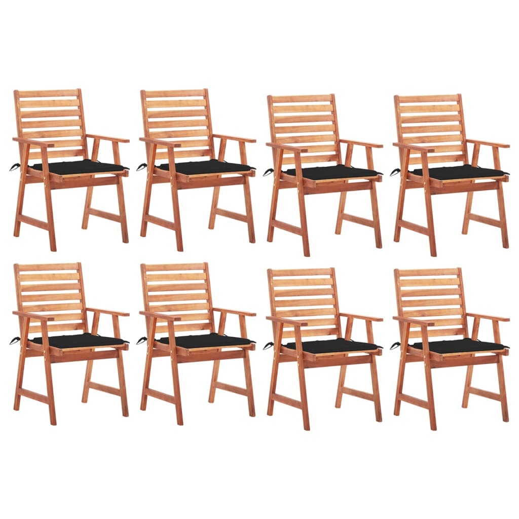 Outdoor Dining Chairs with Cushions 8 pcs Solid Acacia