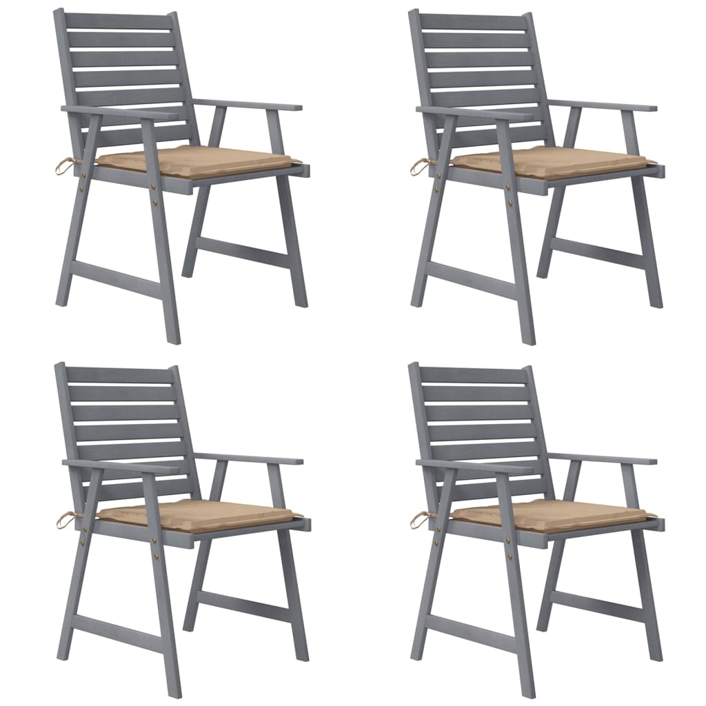 Outdoor Dining Chairs with Cushions 4 pcs Solid Acacia Wood