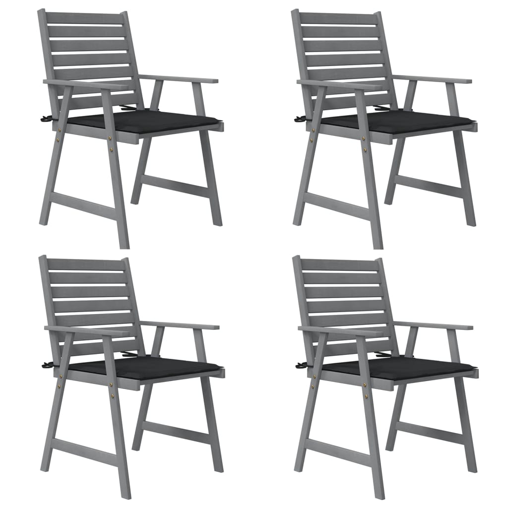 Outdoor Dining Chairs with Cushions 4 pcs Solid Acacia Wood