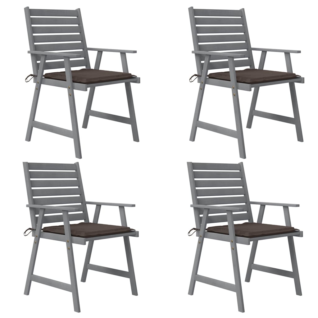 Outdoor Dining Chairs with Cushions 4 pcs Solid Acacia Wood