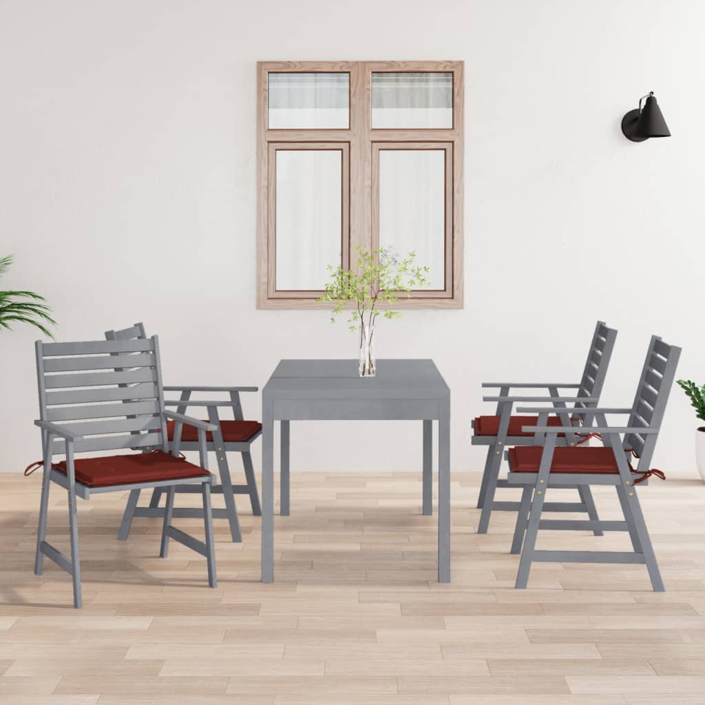 Sedie Pranzo per Esterni con Cuscini 4 pz Legno Massello Acacia