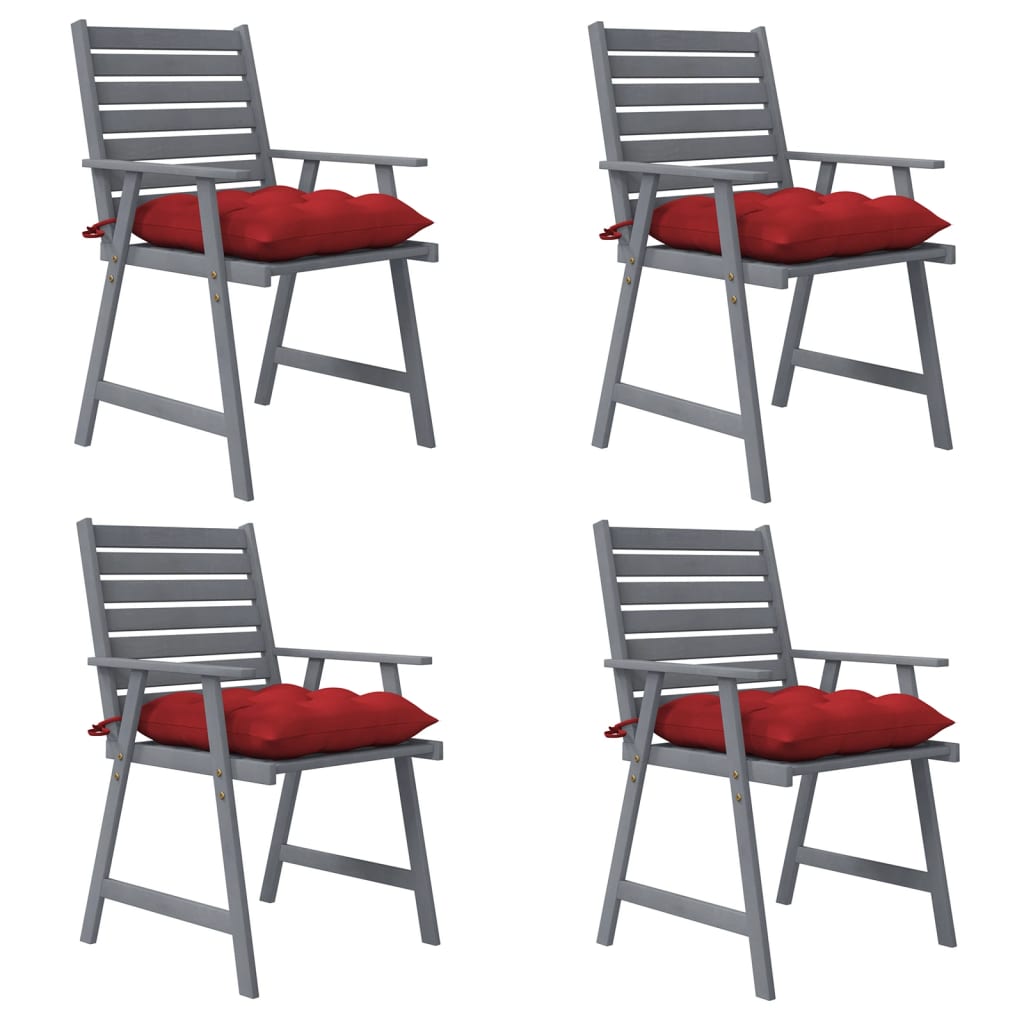 Outdoor Dining Chairs with Cushions 4 pcs Solid Acacia Wood