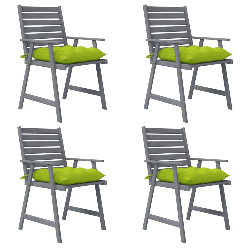 Outdoor Dining Chairs with Cushions 4 pcs Solid Acacia Wood