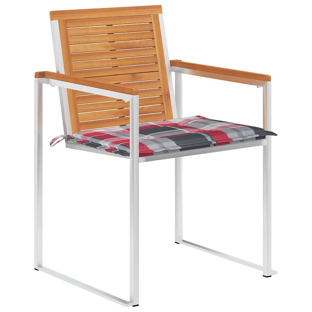 Sedie da Giardino con Cuscini 4 pz in Legno Massello di Acacia