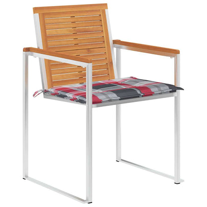 Sedie da Giardino con Cuscini 4 pz in Legno Massello di Acacia