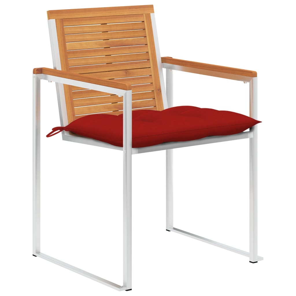 Sedie da Giardino con Cuscini 4 pz in Legno Massello di Acacia - homemem39