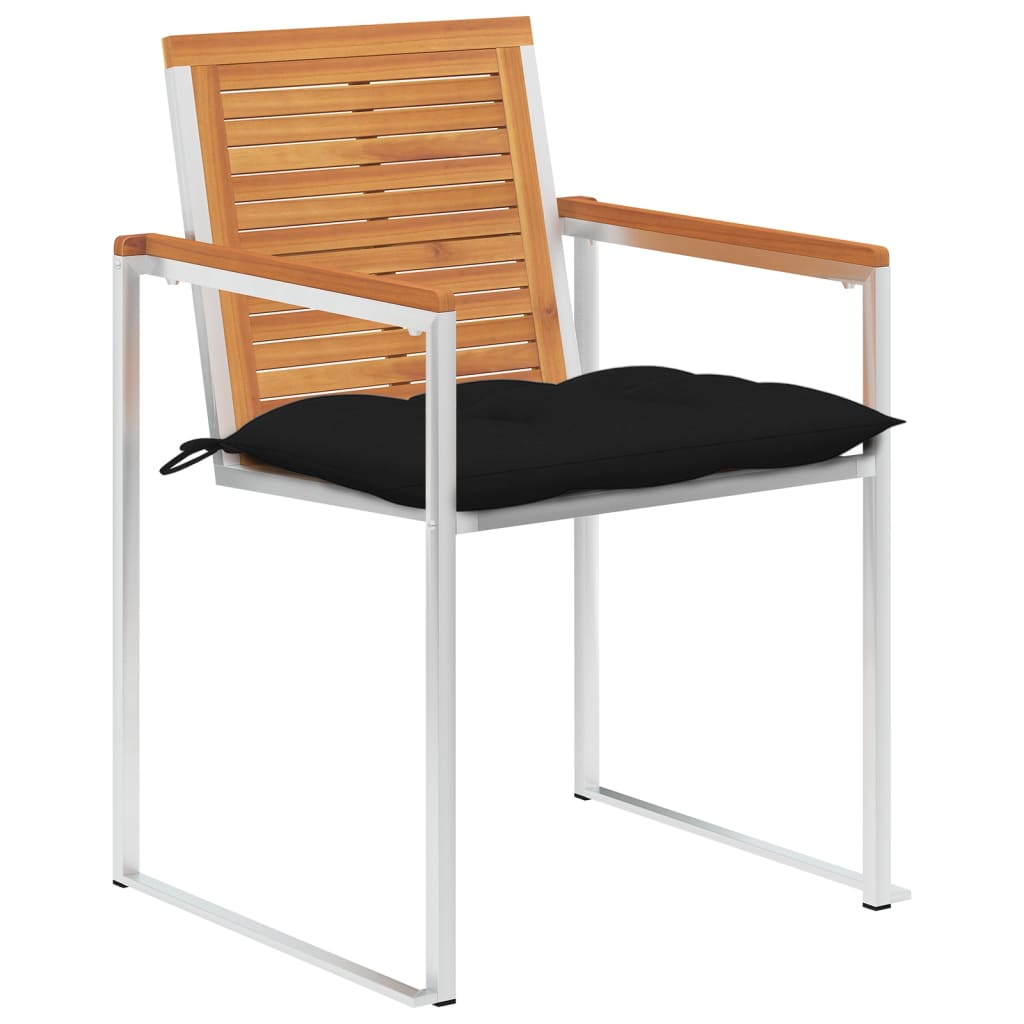 Sedie da Giardino con Cuscini 4 pz in Legno Massello di Acacia