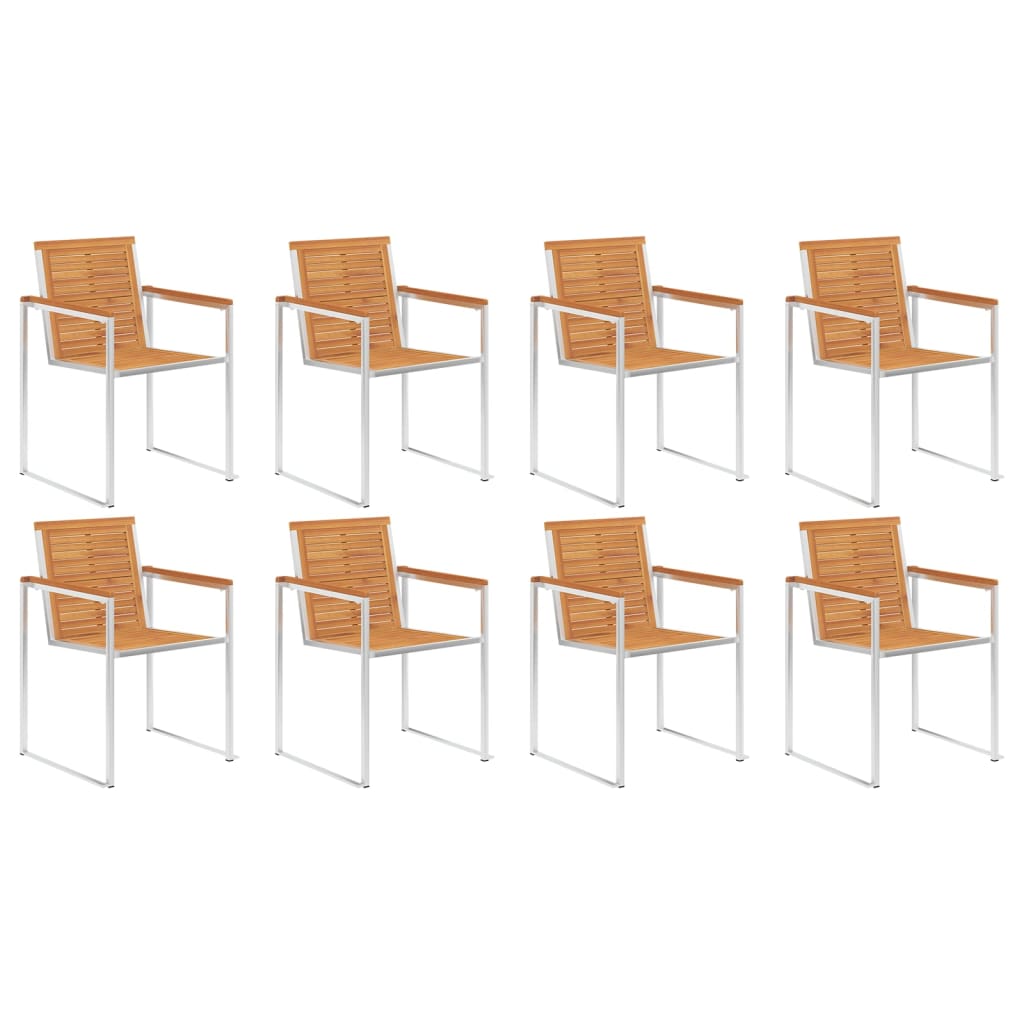 Sedie da Giardino con Cuscini 8 pz in Legno Massello di Acacia - homemem39