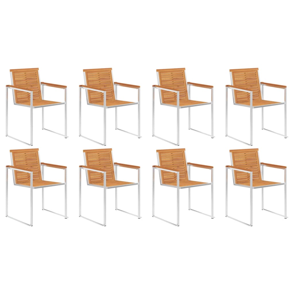 Sedie da Giardino con Cuscini 8 pz in Legno Massello di Acacia - homemem39