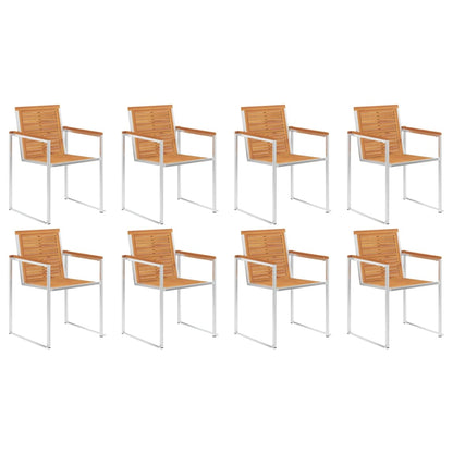 Sedie da Giardino con Cuscini 8 pz in Legno Massello di Acacia