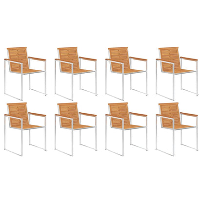 Sedie da Giardino con Cuscini 8 pz in Legno Massello di Acacia - homemem39