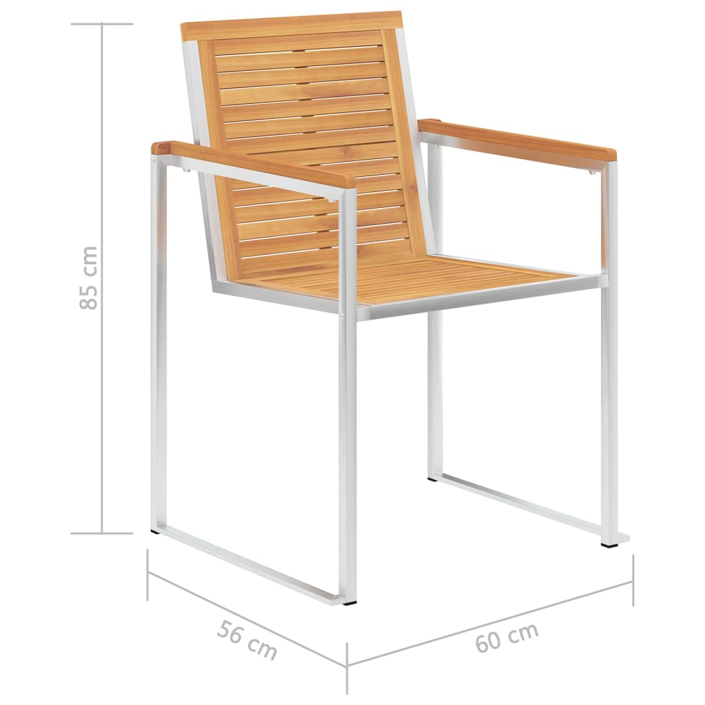 Sedie da Giardino 4 pz Legno Massello di Teak e Acciaio Inox - homemem39