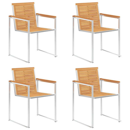 Sedie da Giardino con Cuscini 4 pz in Legno Massello di Teak - homemem39