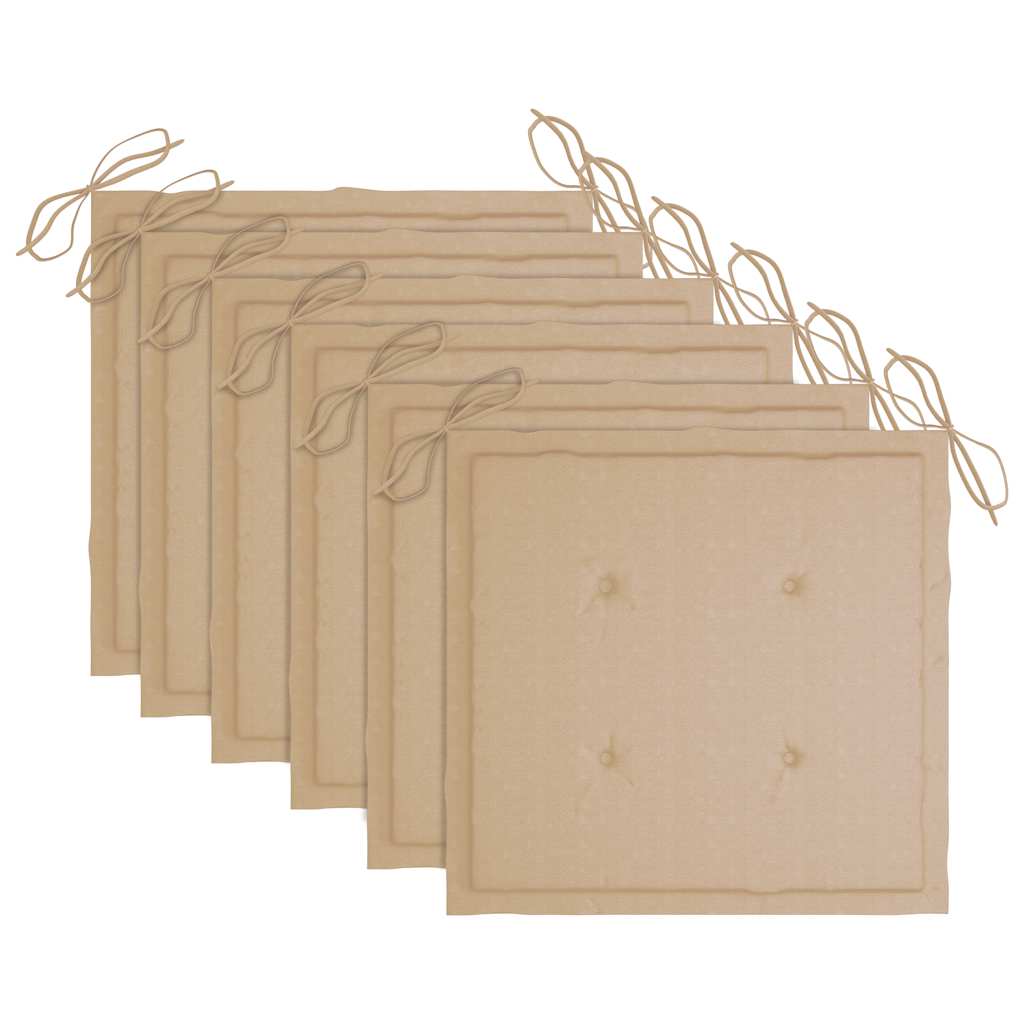 Sedie da Giardino con Cuscini 6 pz in Legno Massello di Teak - homemem39