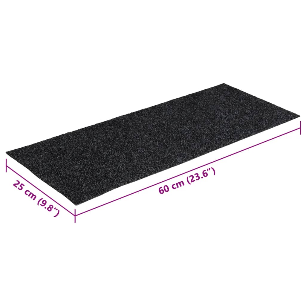 Tappetini per scale autoadesivi 15 pz 60x25 cm Grigio Scuro Rettangolari | homemem39