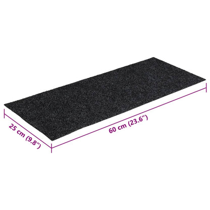 Tappetini per scale autoadesivi 15 pz 60x25 cm Grigio Scuro Rettangolari | homemem39