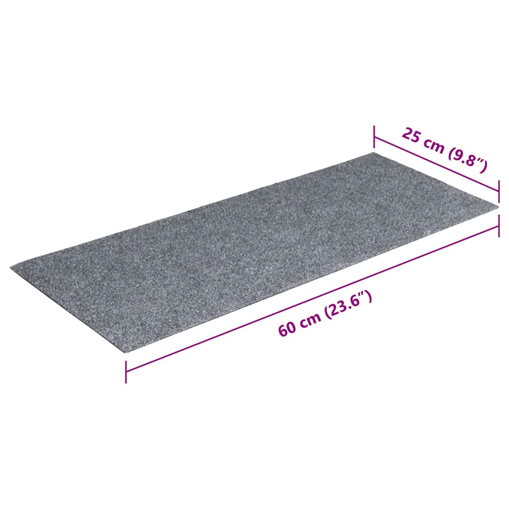 Tappetini per scale autoadesivi 15 pz 60x25 cm grigio chiaro rettangolari | homemem39