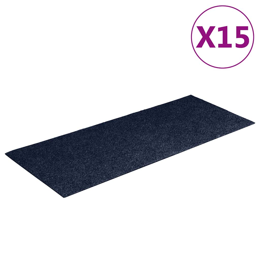 Tappetini per scale autoadesivi 15 pz 60x25 cm blu navy rettangolari | homemem39