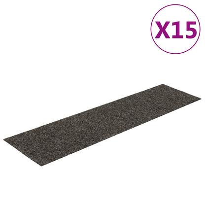 Tappetini per scale autoadesivi 15 pz 76x20 cm antracite rettangolari
