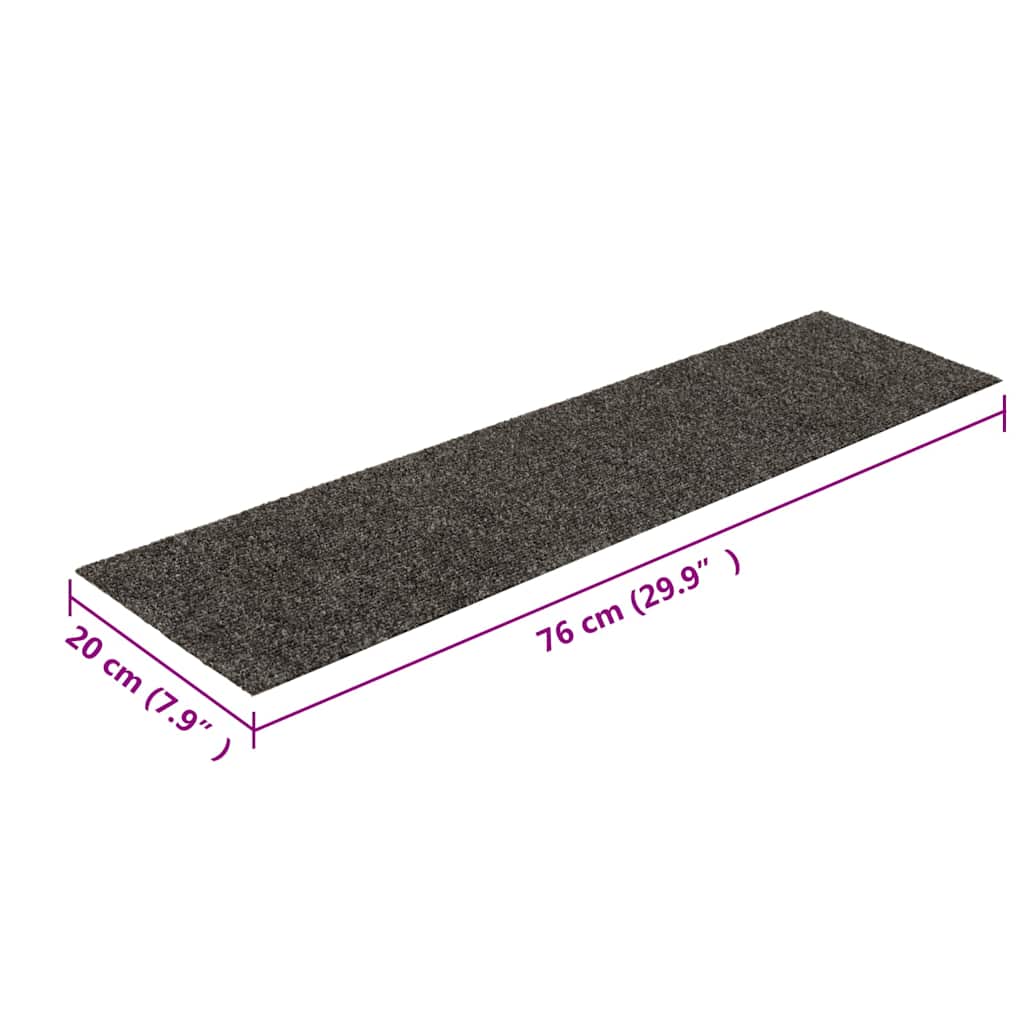 Tappetini per scale autoadesivi 15 pz 76x20 cm antracite rettangolari | homemem39
