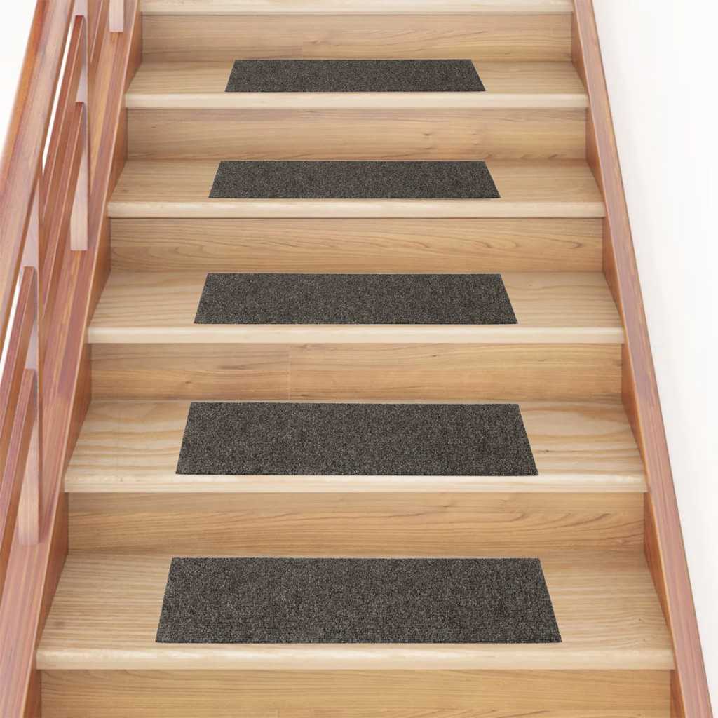 Tappetini per scale autoadesivi 15 pz 76x20 cm antracite rettangolari | homemem39