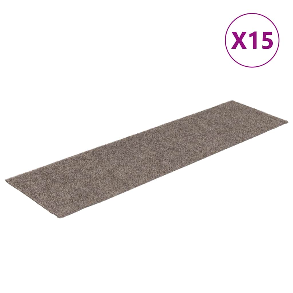 Tappetini per scale autoadesivi 15 pz 76x20 cm beige rettangolari | homemem39