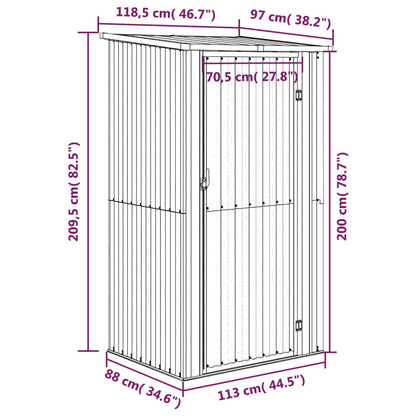 Capanno da Giardino Grigio 118,5x97x209,5 cm in Acciaio Zincato