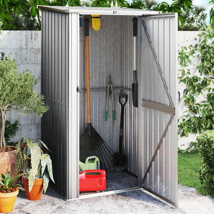 Gray Garden Shed 118.5x97x209.5 cm in Galvanized Steel