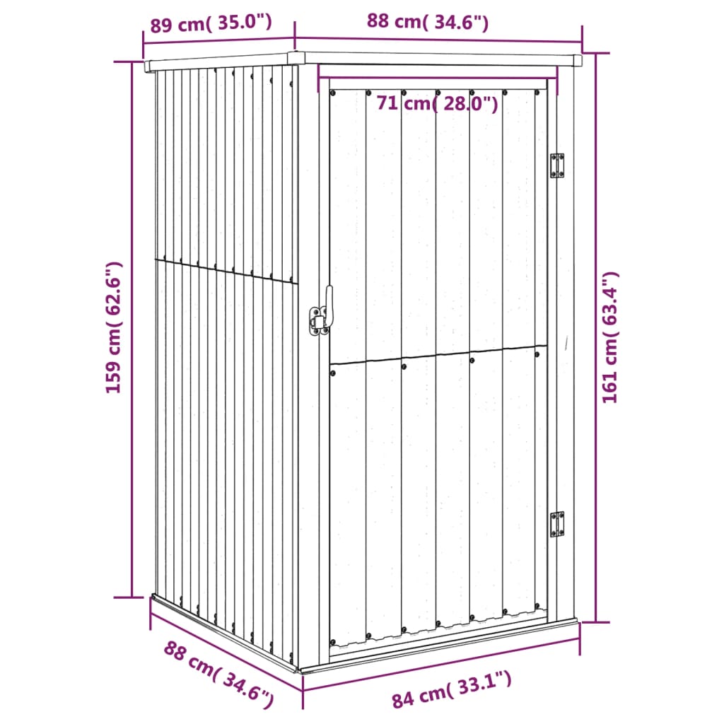 Anthracite Tool Shed 88x89x161 cm Galvanized Steel