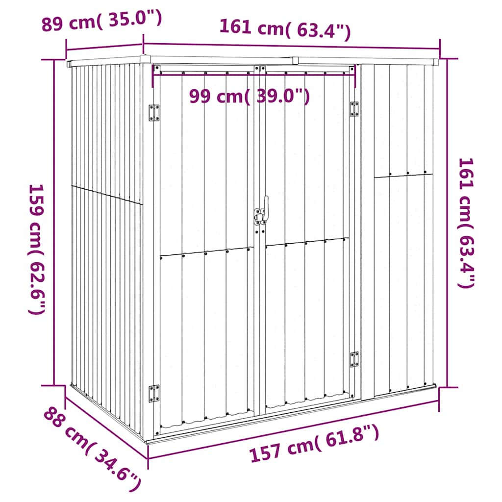 Capanno per Attrezzi Grigio 161x89x161 cm in Acciaio Zincato | homemem39