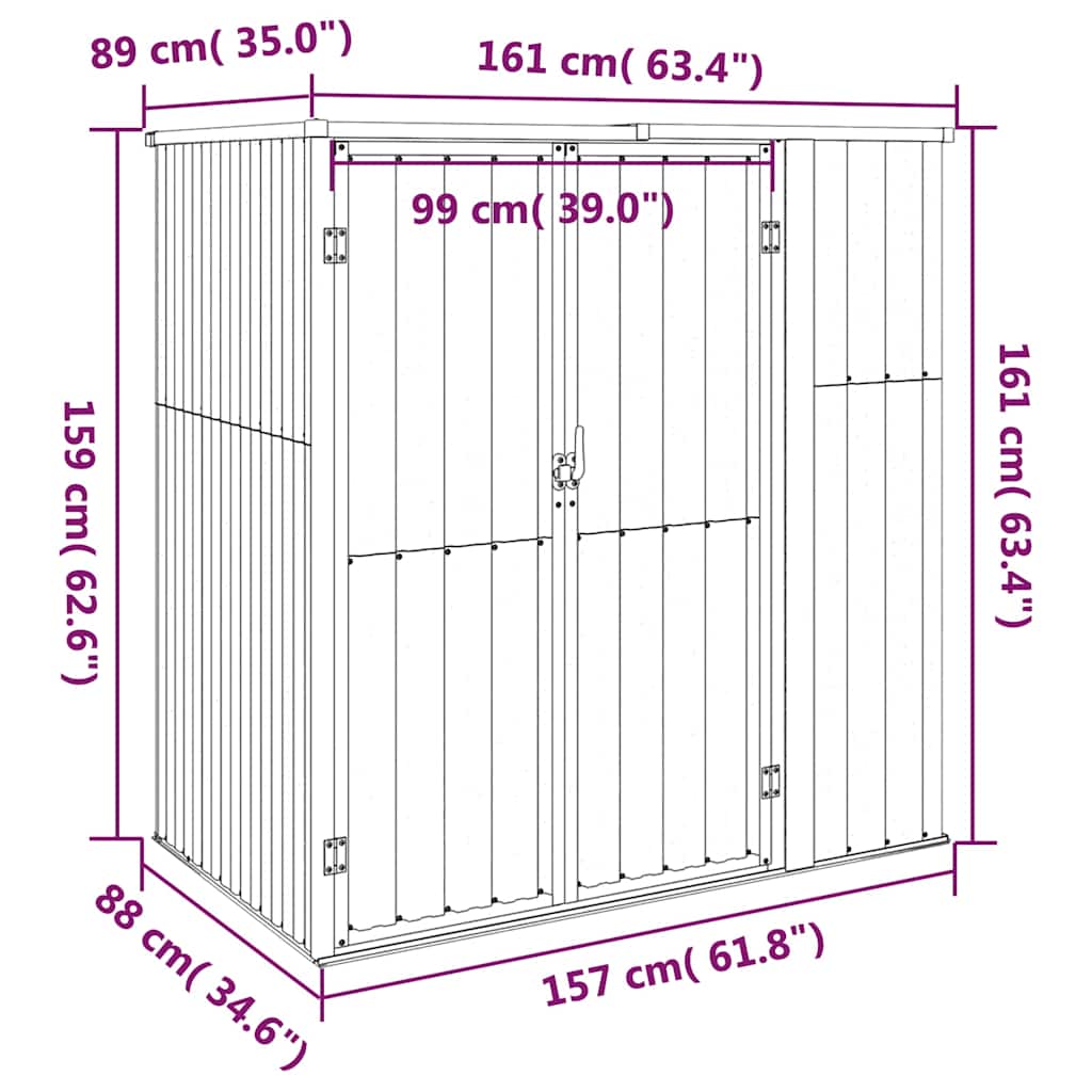 Capanno per Attrezzi Antracite 161x89x161 cm Acciaio Zincato | homemem39