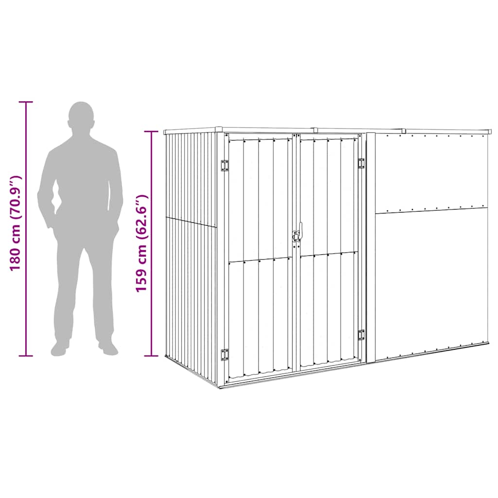 Capanno per Attrezzi Verde 225x89x161 cm in Acciaio Zincato - homemem39