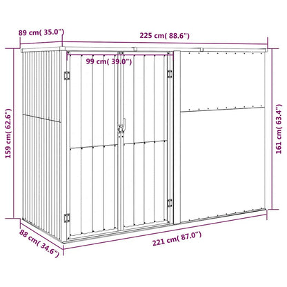 Capanno per Attrezzi Grigio 225x89x161 cm in Acciaio Zincato | homemem39