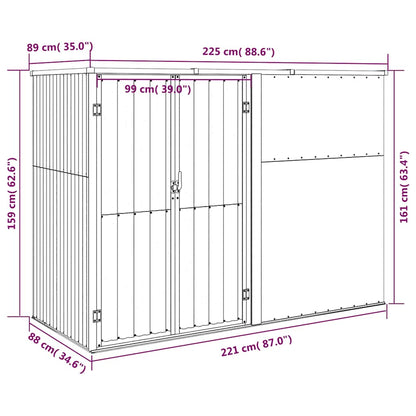 Capanno per Attrezzi Antracite 225x89x161 cm Acciaio Zincato | homemem39