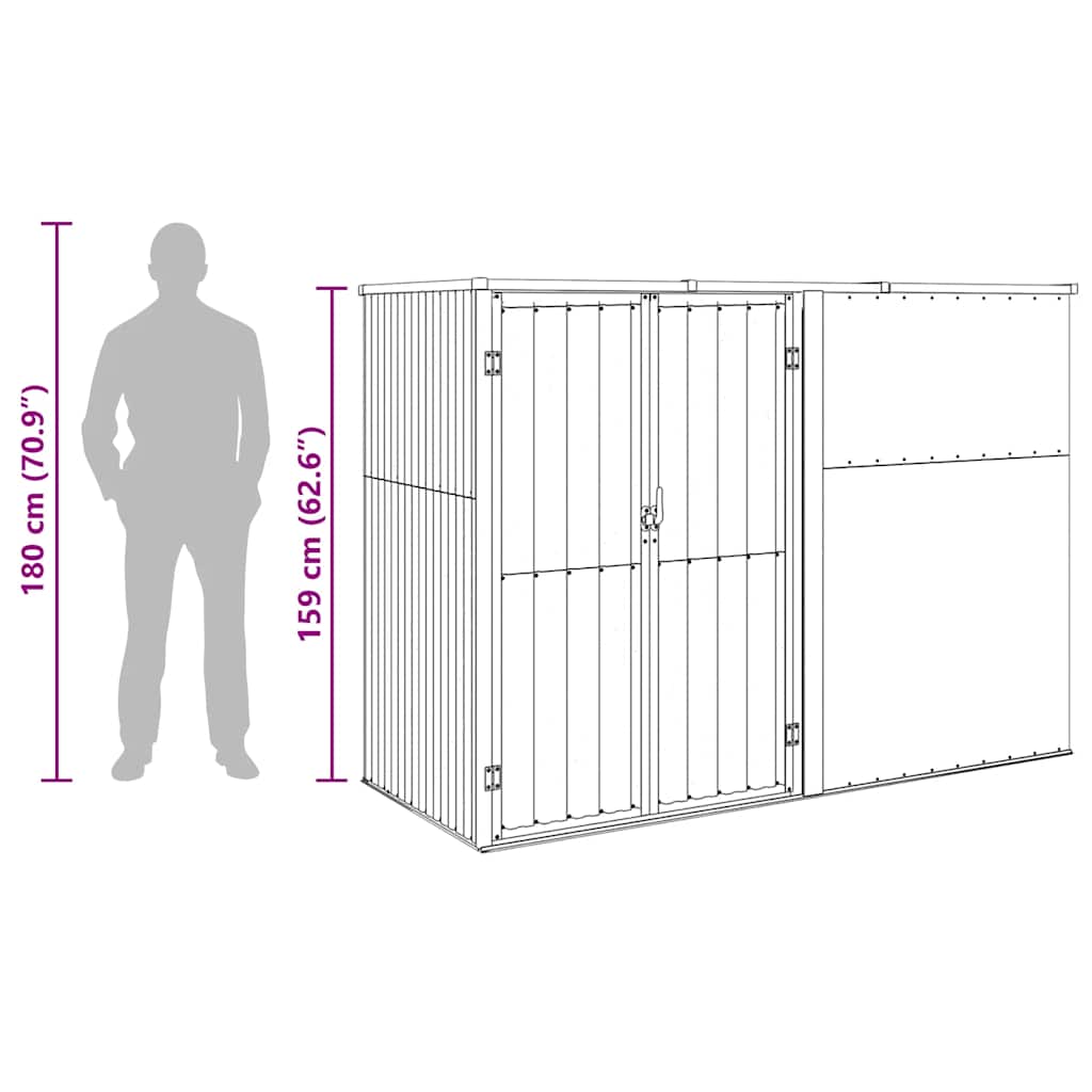 Capanno per Attrezzi Antracite 225x89x161 cm Acciaio Zincato | homemem39