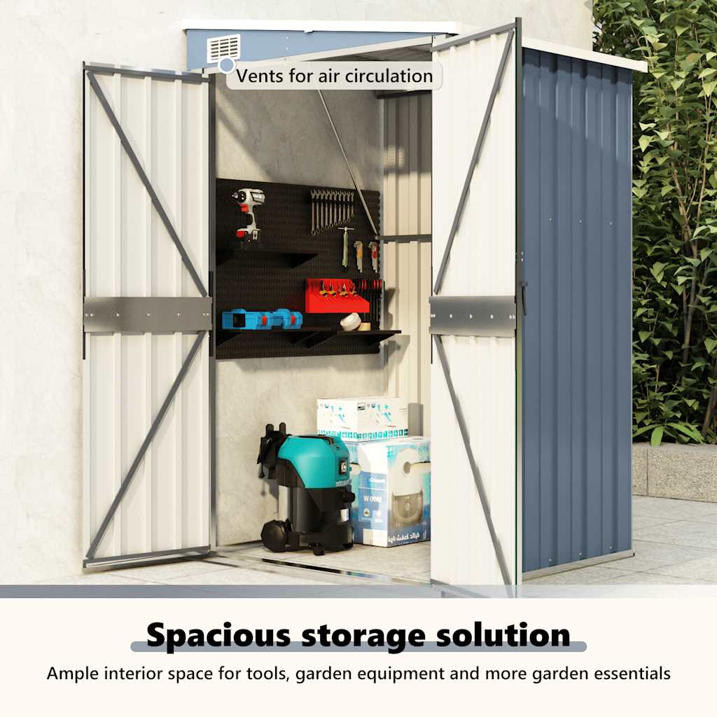 Capanno Giardino a Parete Grigio 118x100x178 cm Acciaio Zincato - homemem39