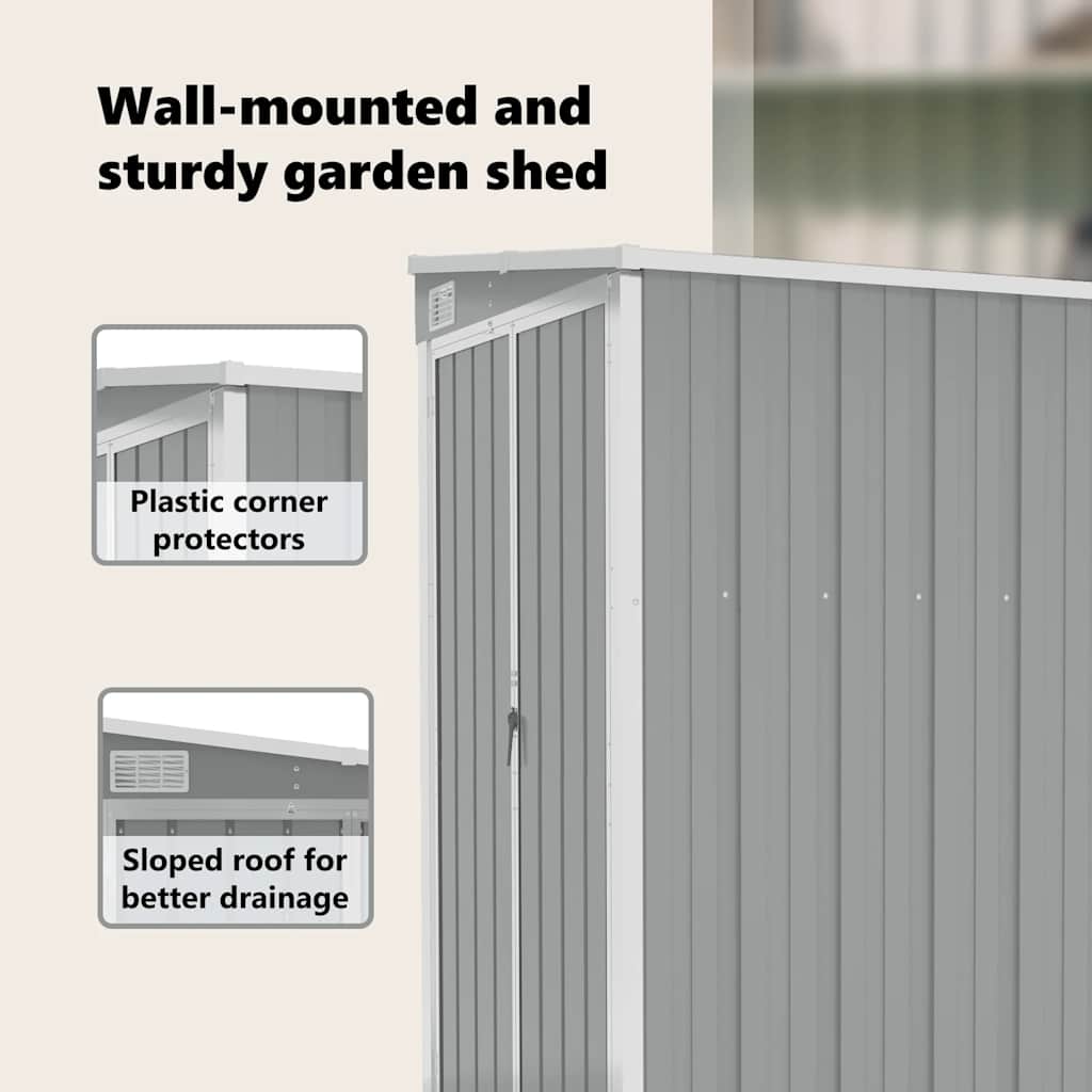 Capanno Giardino a Parete Grigio 118x100x178 cm Acciaio Zincato | homemem39