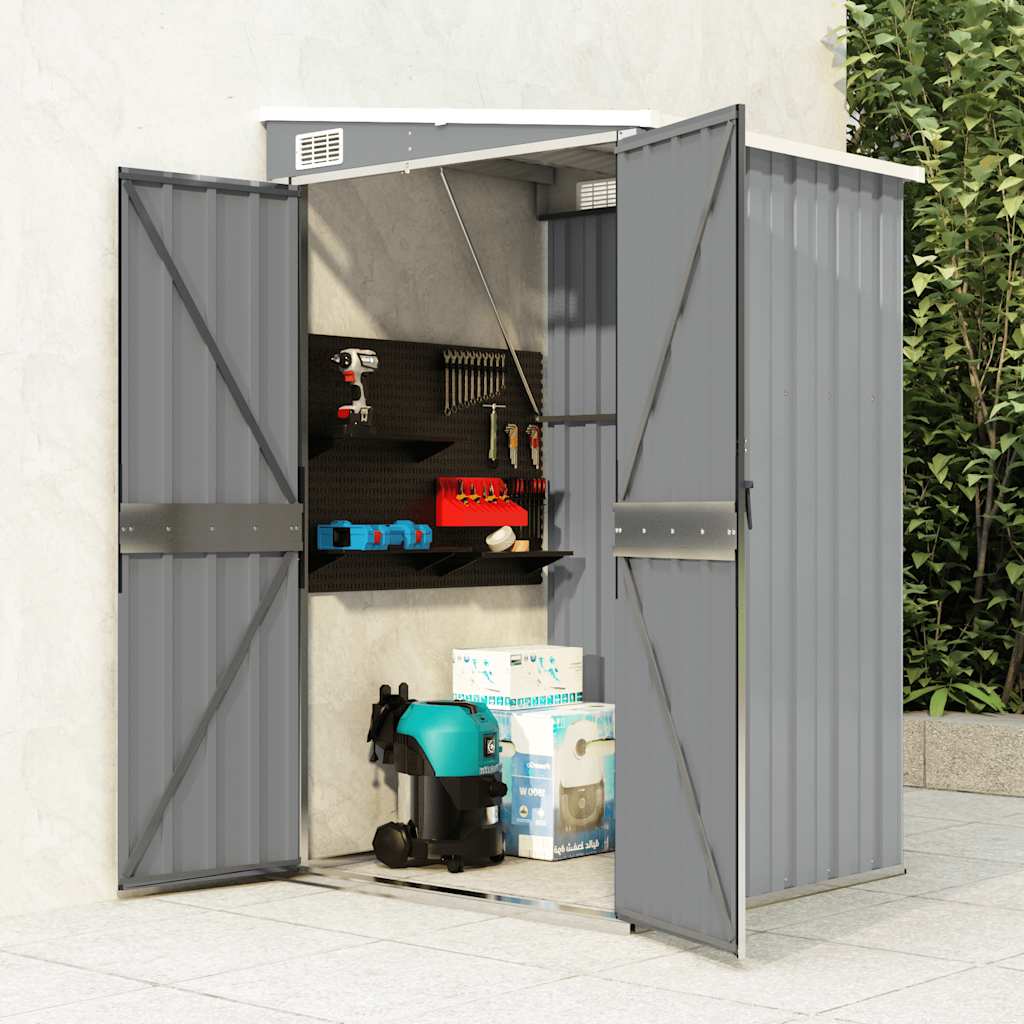 Capanno Giardino a Parete Grigio 118x100x178 cm Acciaio Zincato | homemem39
