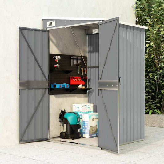 Capanno Giardino a Parete Grigio 118x100x178 cm Acciaio Zincato