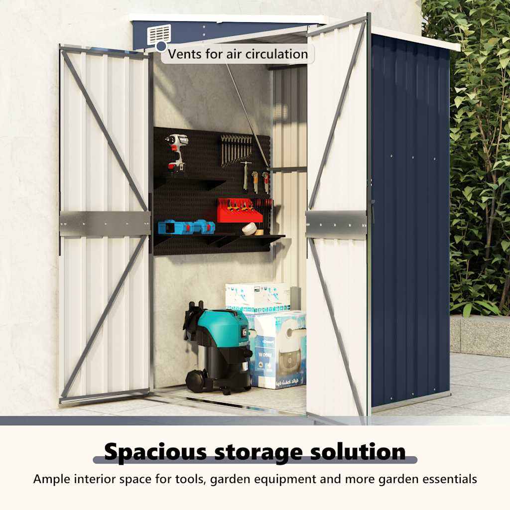 Capanno da Giardino a Parete Antracite 118x100x178 cm Acciaio - homemem39